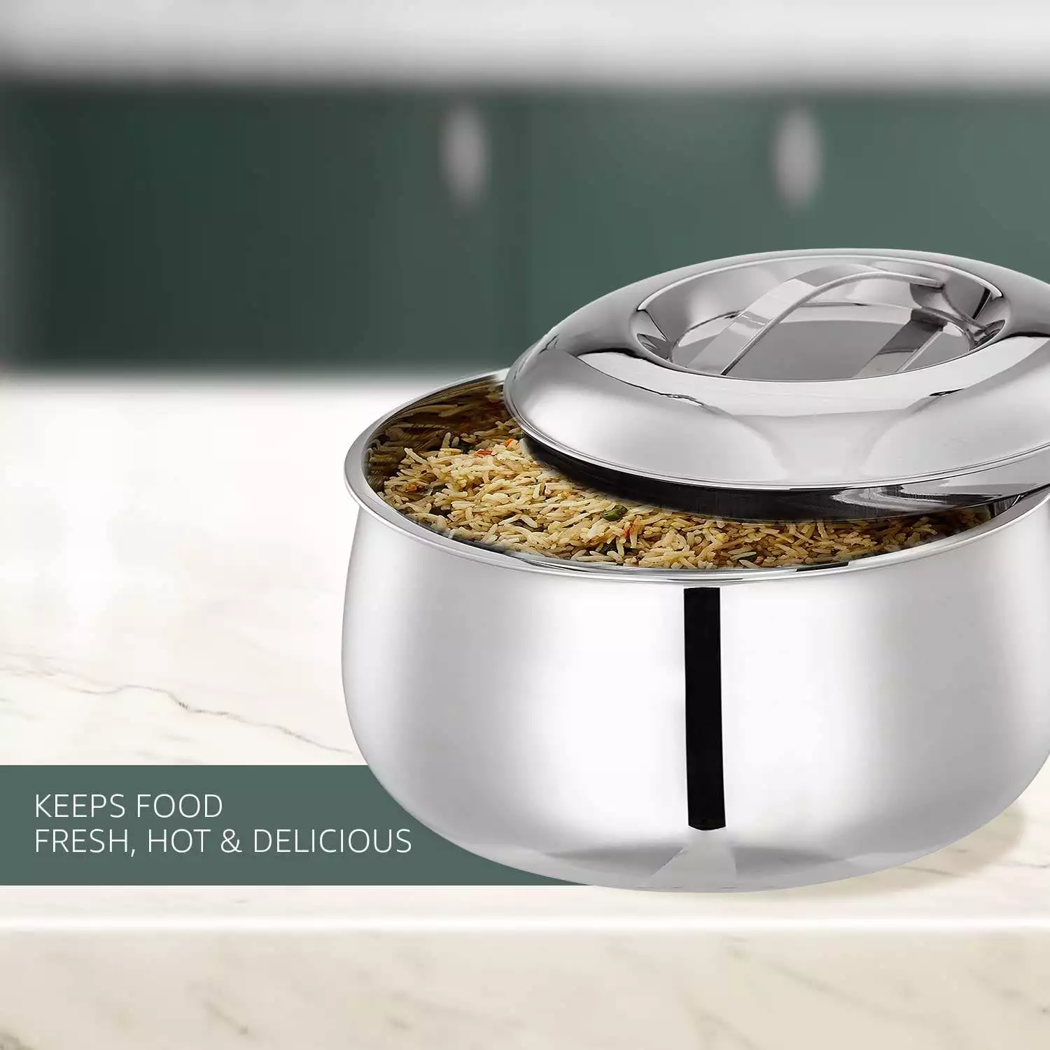 Skitch® Stainless Steel Double Wall Casserole with Lid - 1500 ml | Insulated Thermal Serving Hot Case for Hot Food - Image 4